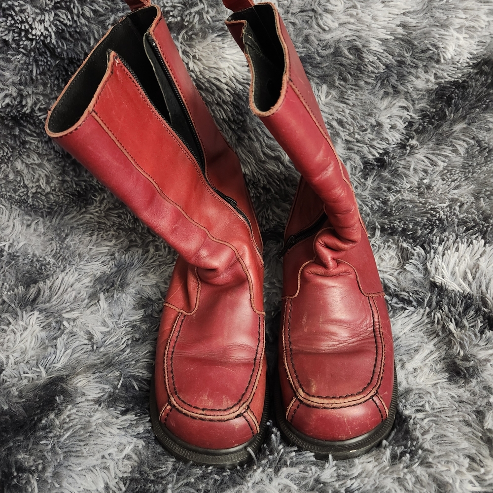 Vintage Dr. Martens 9909 Oxblood Leather Boots – Rare Zip-Up Moc Toe
